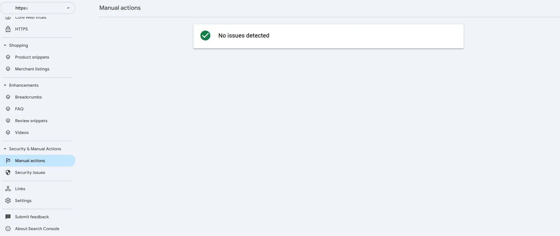 تصویری از بخش Security & Manual Actions سرچ کنسول